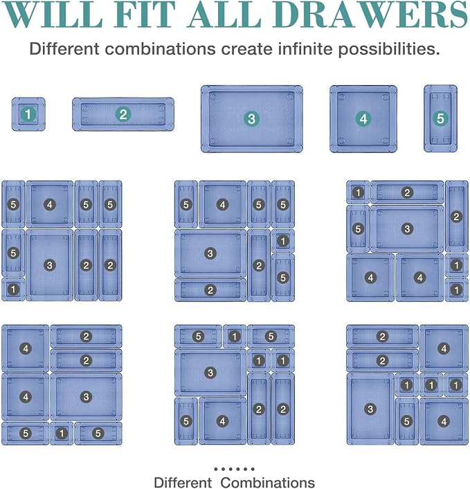 23 PCS Drawer Organizer Set, 5 Varied Size Bathroom and kitchen Drawer cabinet - Image 4