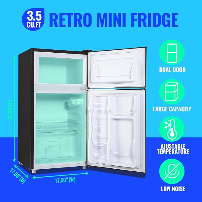 Mini Refrigerator with Freezer Small Fridge Double Door Side Drink Holder - Image 2