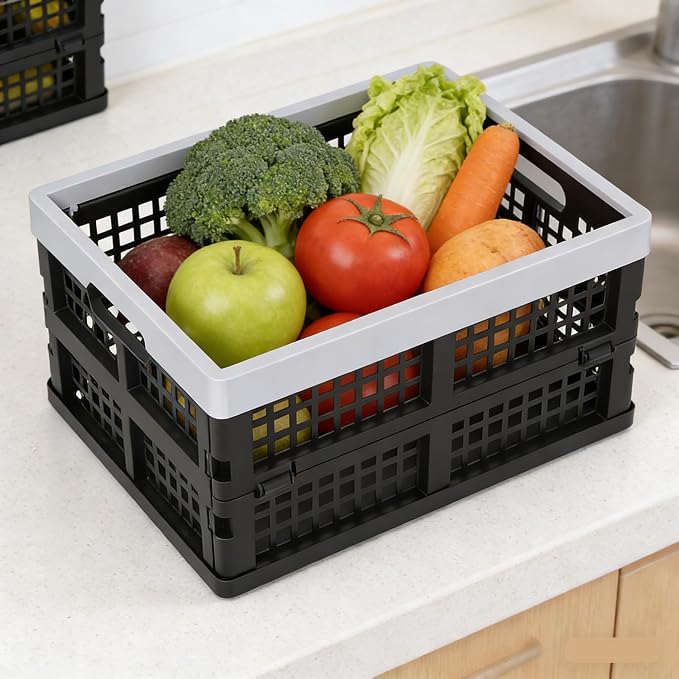 15L Plastic Collapsible Storage Crates, Folding Crates Storage Basket - Image 6