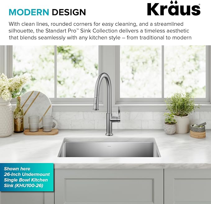 Kraus KHU111-25 Standart PRO 16 Gauge Undermount Single Bowl Stainless Steel - Image 5