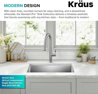 Kraus KHU111-25 Standart PRO 16 Gauge Undermount Single Bowl Stainless Steel - Image 5