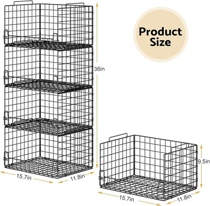 4-Tier Stackable Closet Organizers and Storage Basket - Image 6