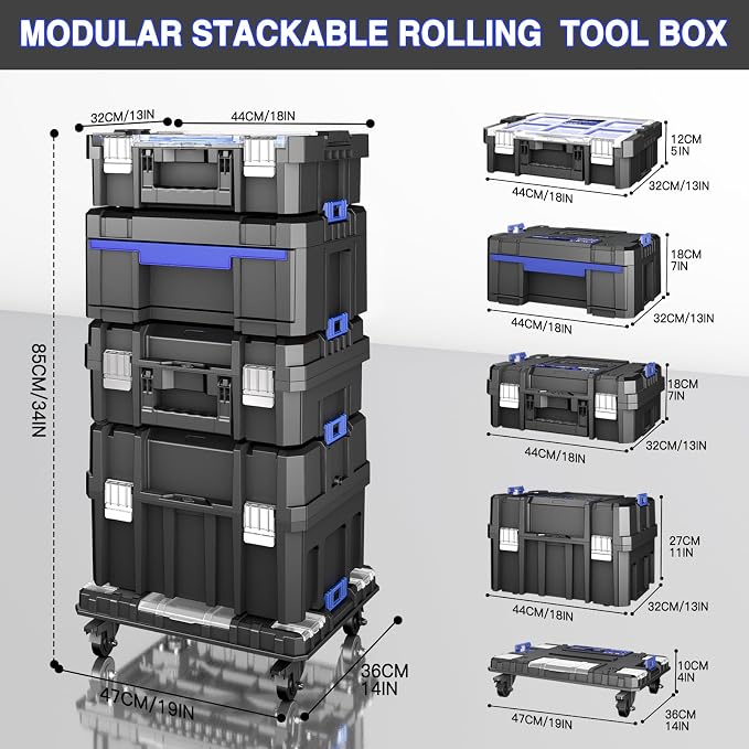 4 Tier Stackable Rolling Tool Box - Image 3