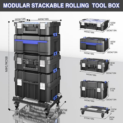 4 Tier Stackable Rolling Tool Box - Image 3