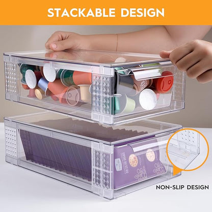 4 Pack Clear Stackable Storage Drawers, 3.95" H Easily Assemble Acrylic - Image 4