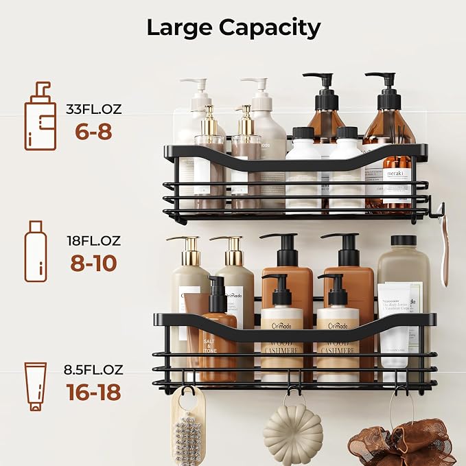 Orimade Shower Caddy Basket Shelf Storage Rack, No Drilling Wall Mounted - Image 4