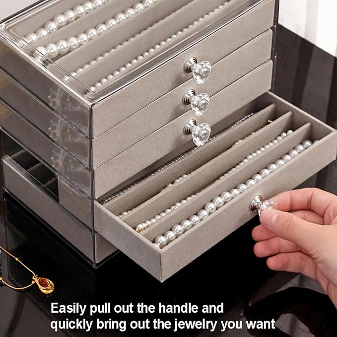 SPAKOWN Necklace Organizer Box, Velvet Necklace Box Holder Tray - Image 6