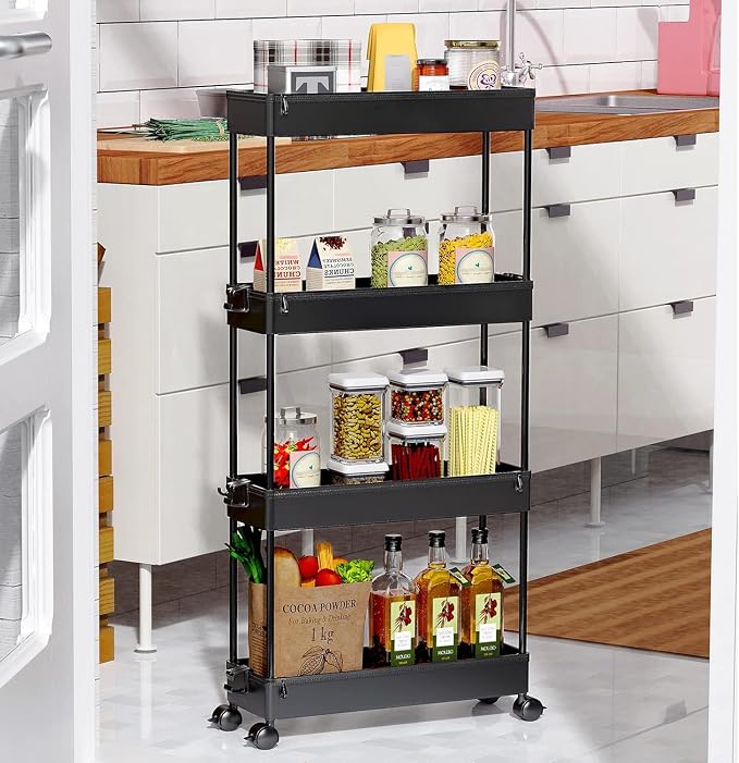 SPACEKEEPER Slim Rolling Storage Cart, 4 Tier Bathroom Cart Organizer, Mobile - Image 8