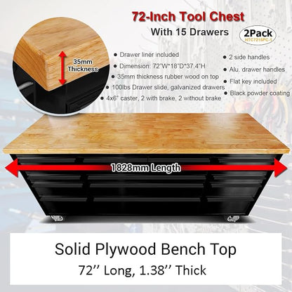 2 Pack - 72" Stainless Steel Rolling Tool Chest - Image 3