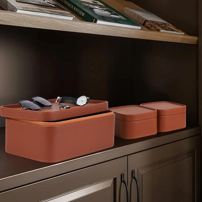 HofferRuffer Faux Leather Decorative Storage Boxes, Dust proof Storage Shelf - Image 6