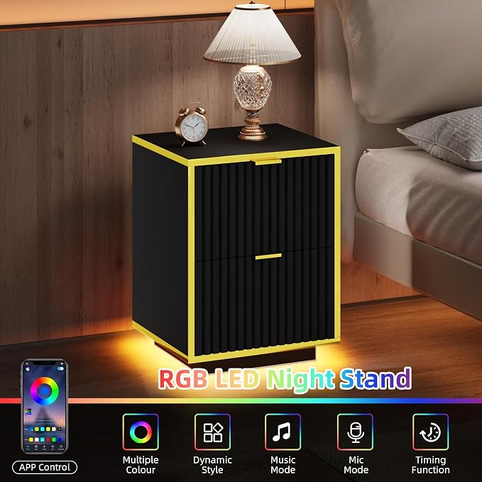 Fluted Nightstand, Modern Floating Night - Image 4