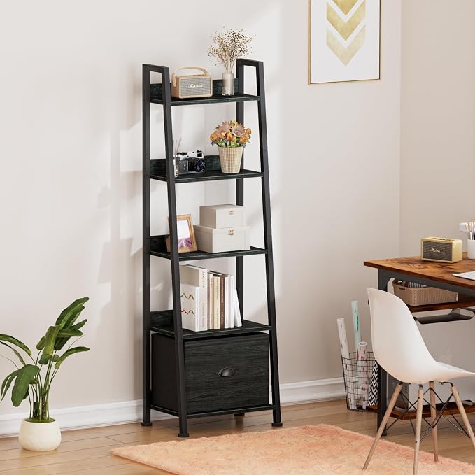 Furologee Ladder Shelf, 5 Tier Bookshelf - Image 7