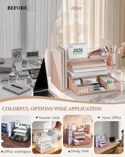 WALI Desk File Organizer, 4 Tier Desktop Paper Letter Tray Organizer - Image 6