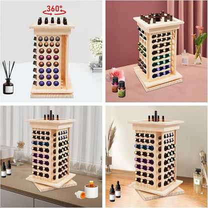 125-Slot Wooden Essential Oil Display Rack, Rotating 360° Organizer - Image 7