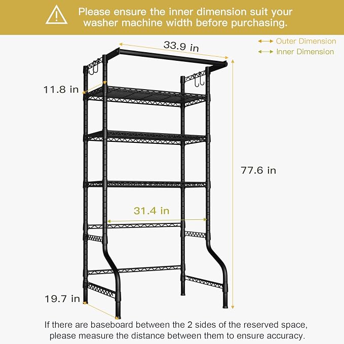 Ulif U11 Over Washer and Dryer Shelves, 3 Tiers Laundry Room Storage and - Image 3