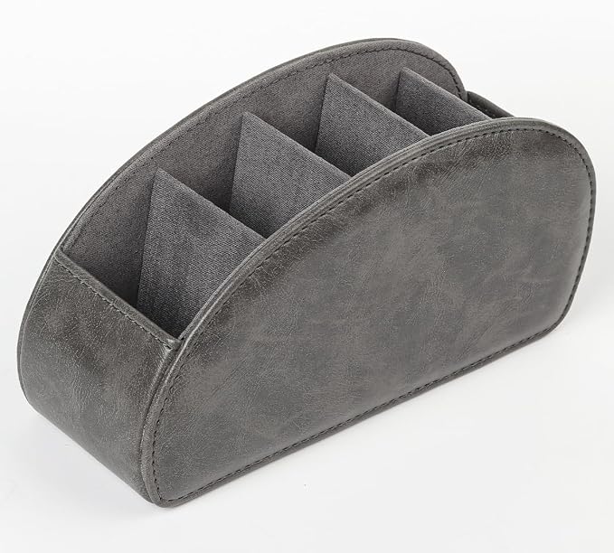 TV Remote Control Holder with 5 Compartments, Pu Leather Remote Caddy/Tray - Image 7