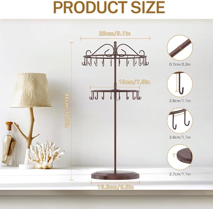 iDavosic.ly 2 Tier Rotating Necklace Holder Organizer - Image 2
