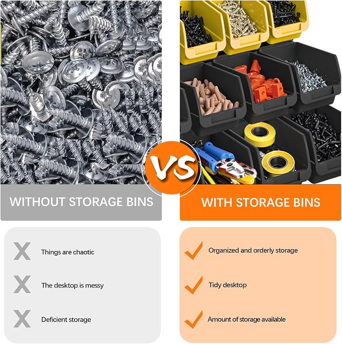 Wall Mounted Storage Bins, Nut and Bolt Organizer, Plastic Bolt Bin, Screw - Image 6