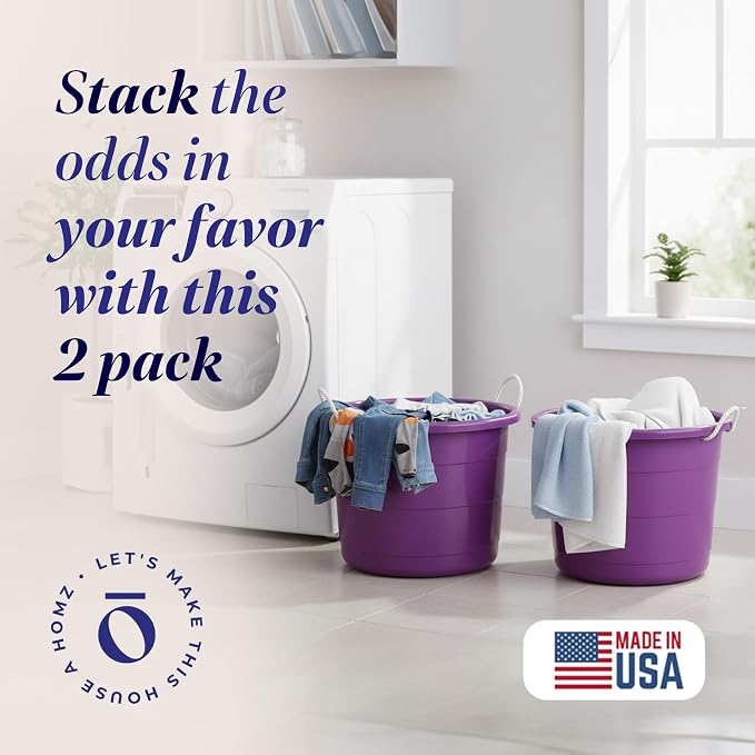 HOMZ 2-Pack Utility Tub, Large Plastic Storage Bucket - Image 2