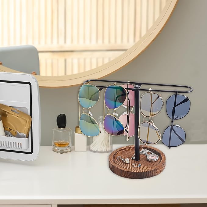 Sunglass Organizer, Wood Eyeglass Holder Rack, Metal Sunglasses Organizer - Image 6