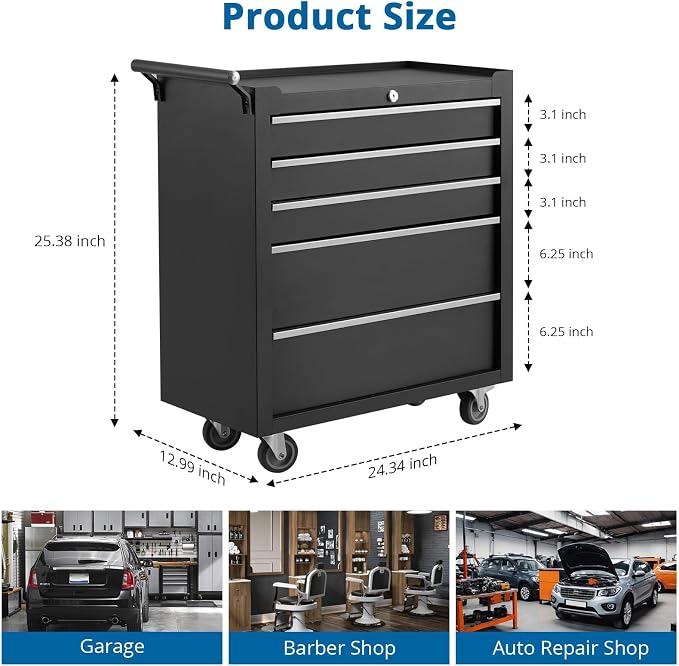 5-Drawer Rolling Tool Chest - Image 3