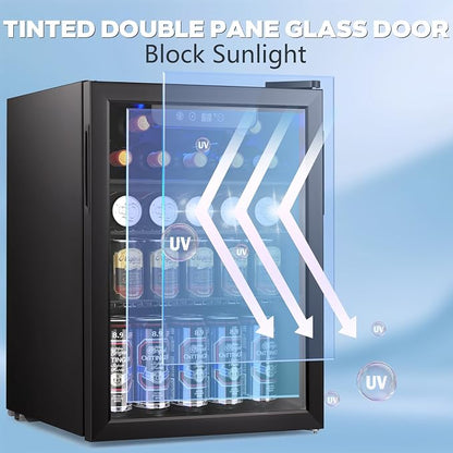 2.7 Cu.ft Beverage Refrigerator Cooler, 95 Can Mini Fridge Glass Door - Image 7