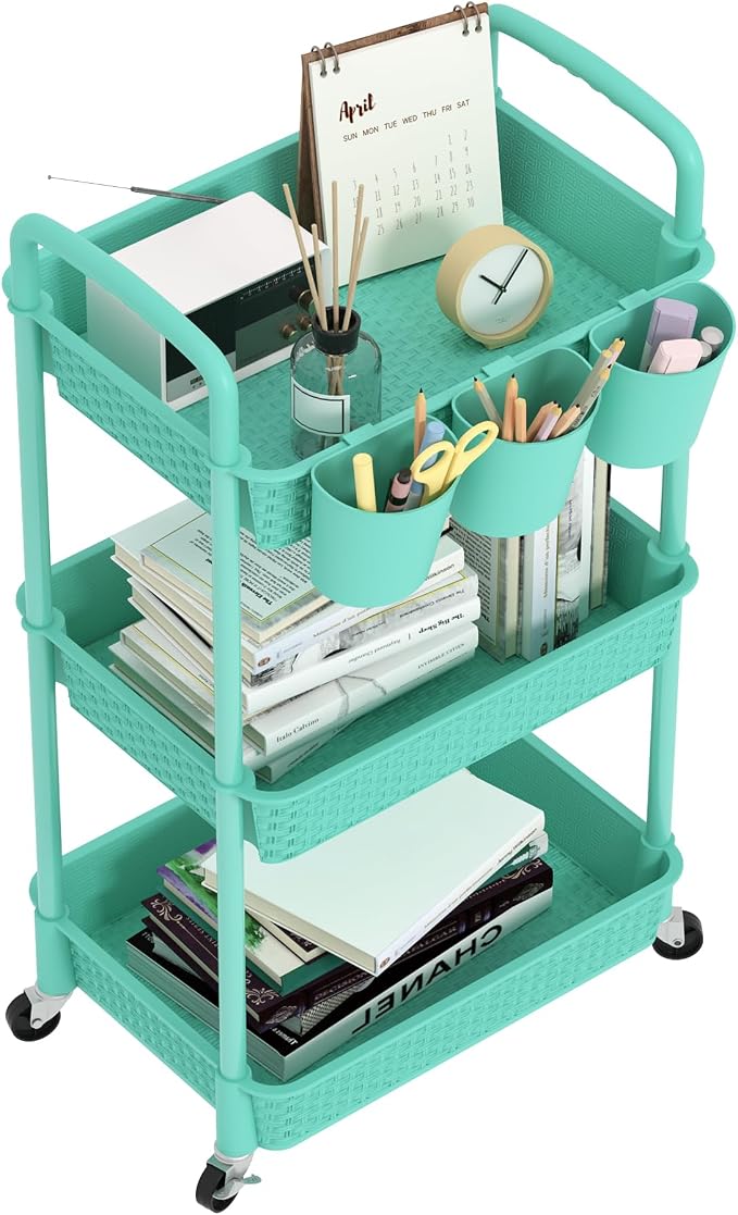 MOYIPIN 3-Tier Plastic Rolling Utility Cart by MOYIPIN