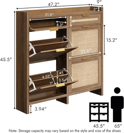 HOKYHOKY Large Rattan Shoe Storage Cabinet - Image 2
