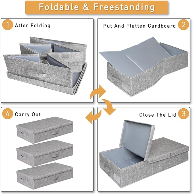 punemi Under Bed Storage Containers, Long Flat Firm Sides Underbed Organization - Image 10