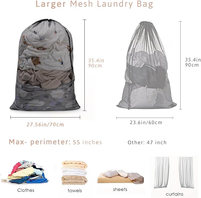 Meowoo Large Mesh Laundry Bag, 27×36inch Heavy Duty Mesh Laundry Bags - Image 2