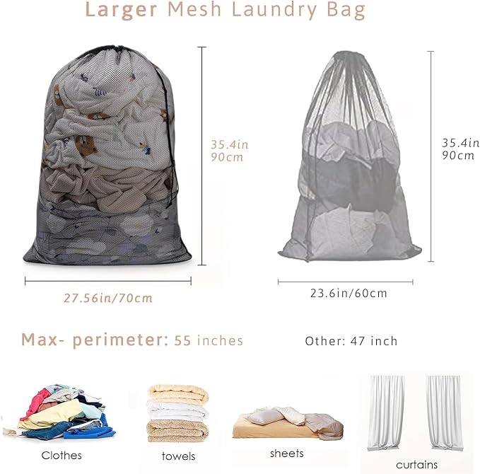 Meowoo Large Mesh Laundry Bag, 27×36inch Heavy Duty Mesh Laundry Bags - Image 2