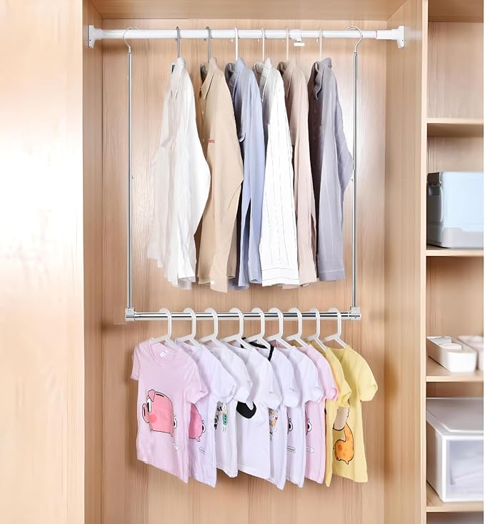 Adjustable Hanging Closet Rod, Extender Hanging Rod, Closet Hanging Organizer - Image 3