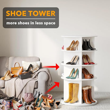 SpaceAid Rotating Shoe Rack 4 Tier Organizer, High Bottom Design Shoe Tower - Image 3