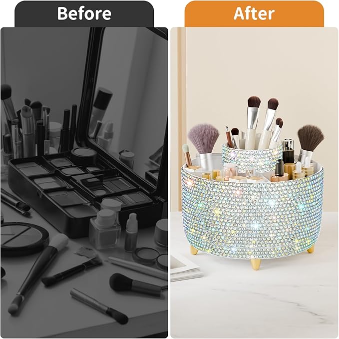 Bling 360° Rotate Makeup Brush Holder Organizer, Makeup Organizers Countertop - Image 5
