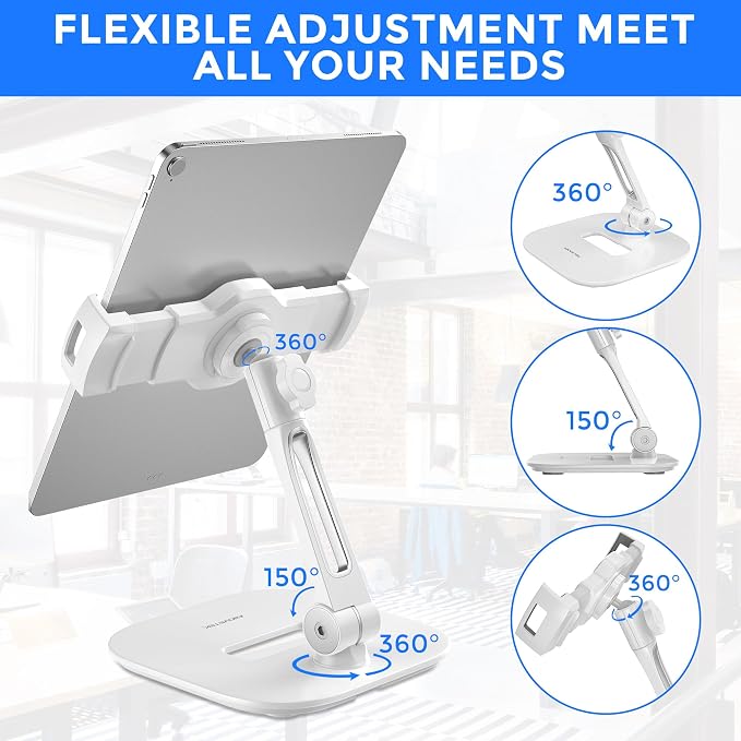 AboveTEK Tablet Stand Holder, Stylish Aluminum iPad Stands, Foldable 360° - Image 5