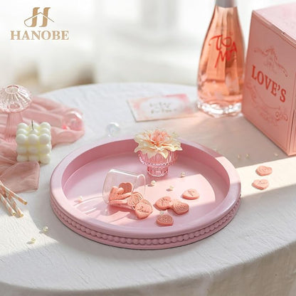 Hanobe Pink Round Decorative Tray - Image 3
