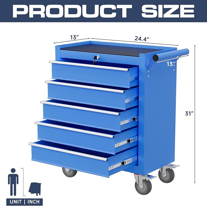 5-Drawer Tool Chest, Rolling Tool Cart - Image 3