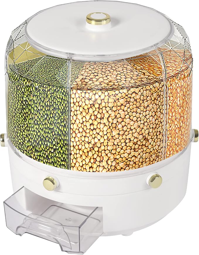 Cereal Dispenser Countertop 360° Rotating Grain Storage Container 13.2 Lbs Rice by Unknown