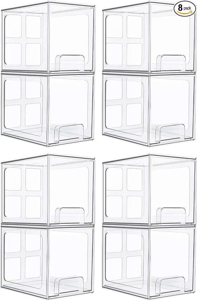 Vtopmart 8 Pack Stackable Under Sink Organizer Drawers, Baby Bottles, Cleaning by Vtopmart