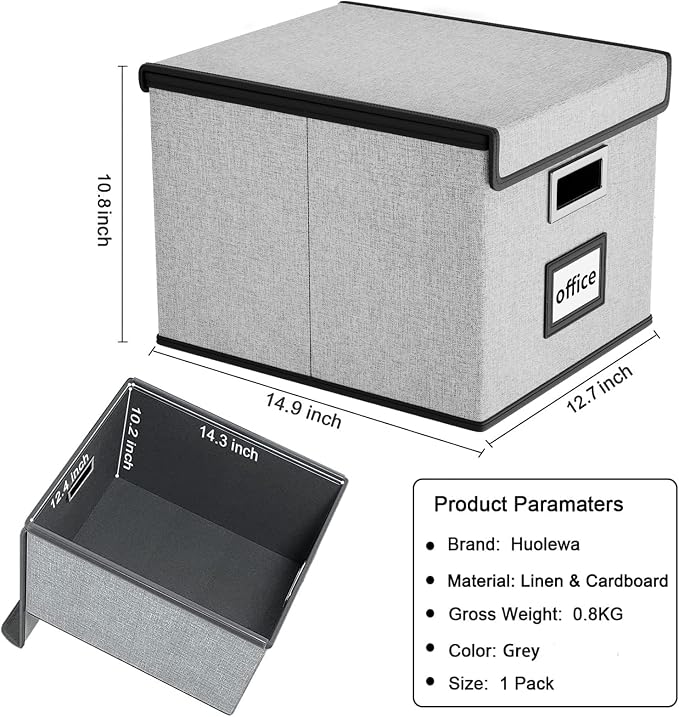 File Organizer Box with Lids, Collapsible File Folder Organizer | File Box with - Image 6