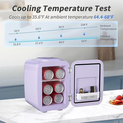 Mini Fridge, 4 Liter Makeup Fridge, 110V AC/ 12V DC Thermoelectric Cooler and - Image 4