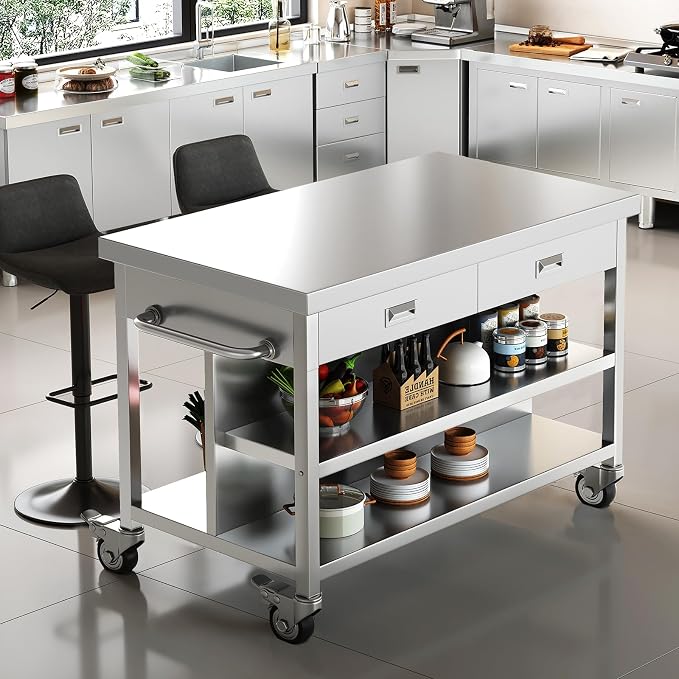 Stainless Steel Kitchen Island by ZZV