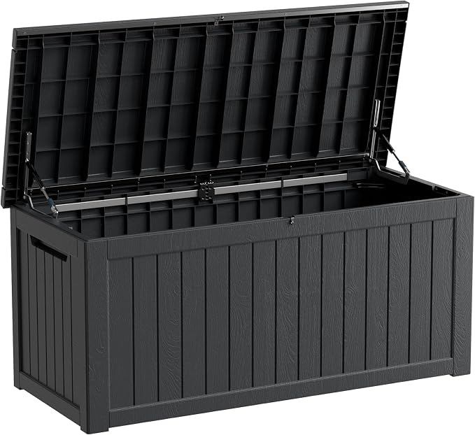 Heavy-Duty 270 Gallon Waterproof Deck Storage Box, Outdoor Storage by Unknown