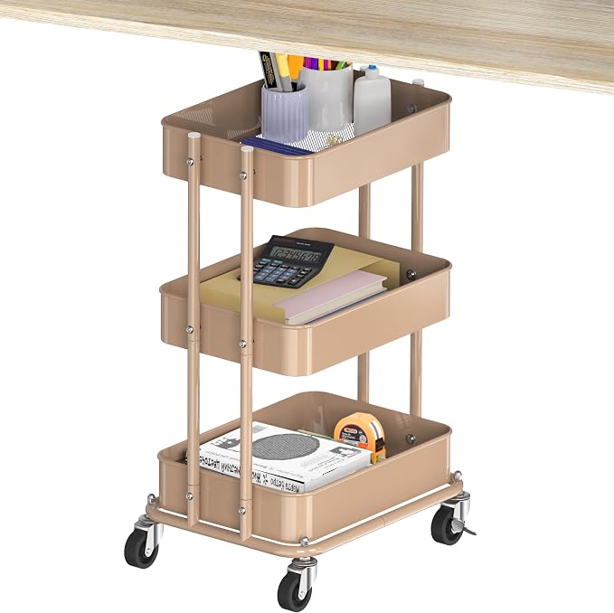 Simple Houseware 3-Tier Compact Utility Rolling Cart, Low 24” Height Fits Under by SimpleHouseware