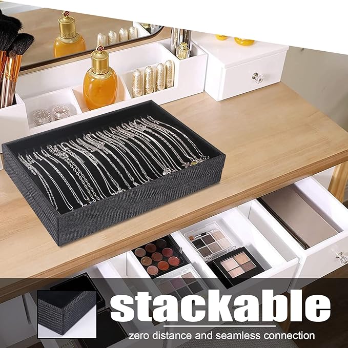Julysky 2 Pcs/set Stackable Jewelry Organizer Trays，Necklace Tray+Necklace Tray - Image 4