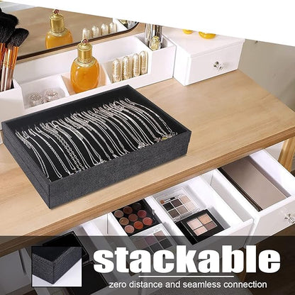 Julysky 2 Pcs/set Stackable Jewelry Organizer Trays，Necklace Tray+Necklace Tray - Image 4