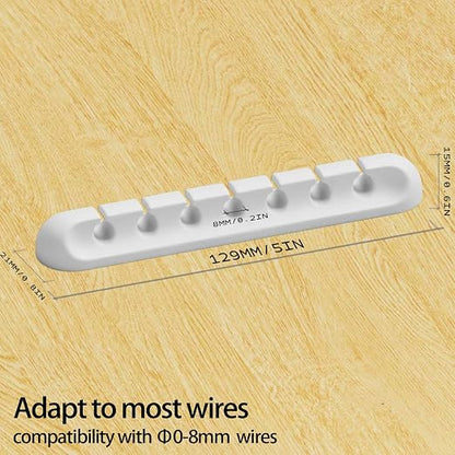 USB Cable Organizer Clips Cord Holder, 6 Packs White Self Adhesive Desk Cord - Image 2