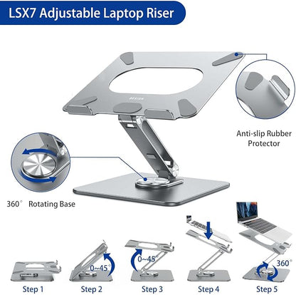 BESIGN LSX7 Laptop Stand with 360° Rotating Base, Ergonomic Adjustable Notebook - Image 8