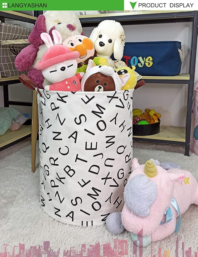 LANGYASHAN Laundry Basket Canvas Fabric Collapsible Organizer Basket - Image 3