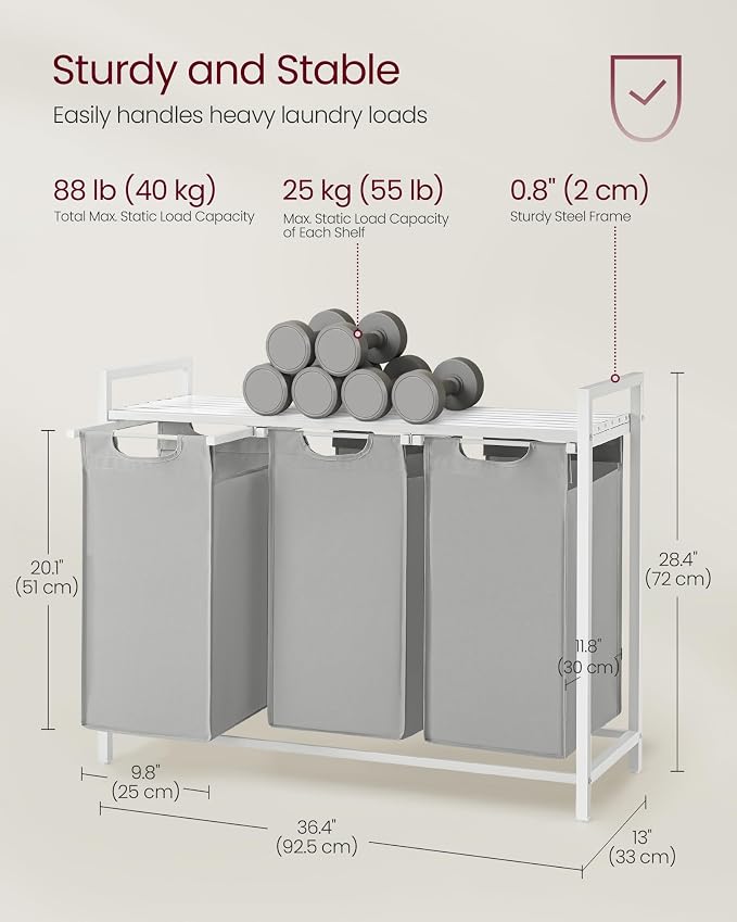 VASAGLE Laundry Hamper, Laundry Basket, Laundry Sorter - Image 5